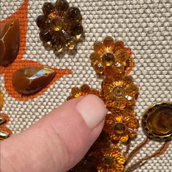 WONDERLAND Collins of Texas jeweled oranges and golden Tote - Picture 15 of 16